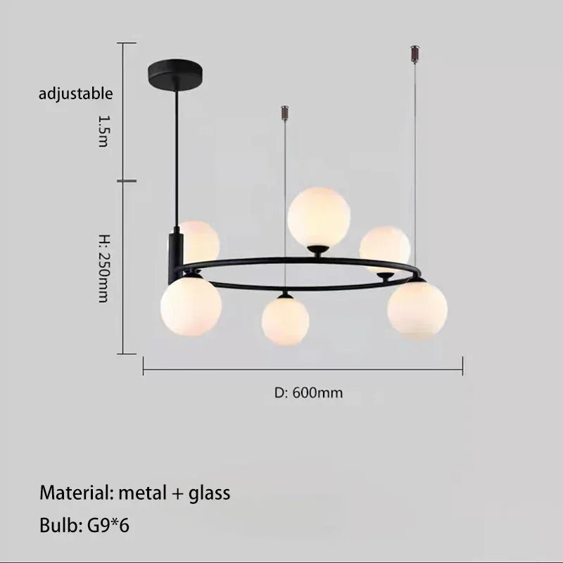 Glass Chandelier G9 Hanging Light for Living Room Bedroom Decor