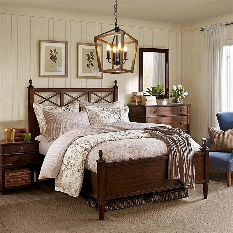 Vintage Bird Cage Candle Chandelier: Retro Industrial Hanging Lamp for Home Decor