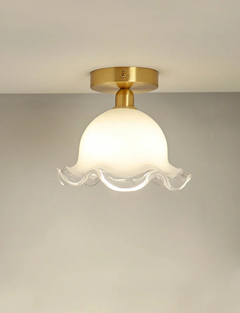 Antique Glass Ceiling Light: Elegant French Design, Unique Modern Brass Luminaria