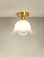 Antique Glass Ceiling Light: Elegant French Design, Unique Modern Brass Luminaria