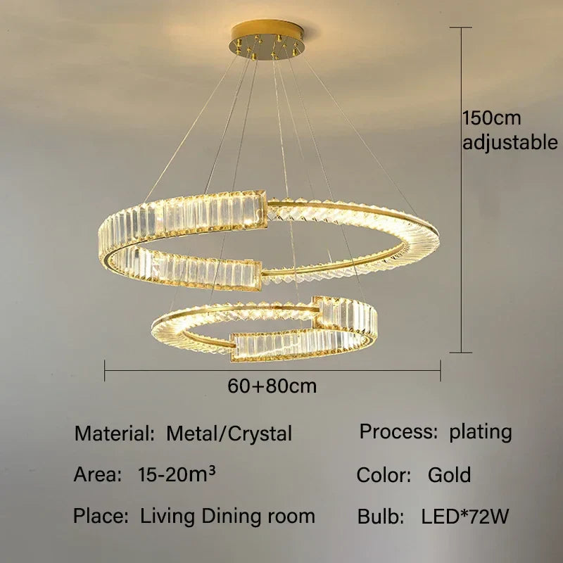 Crystal Chandeliers: Modern Luxury LED Lighting Fixture for Living, Dining, and Bedroom