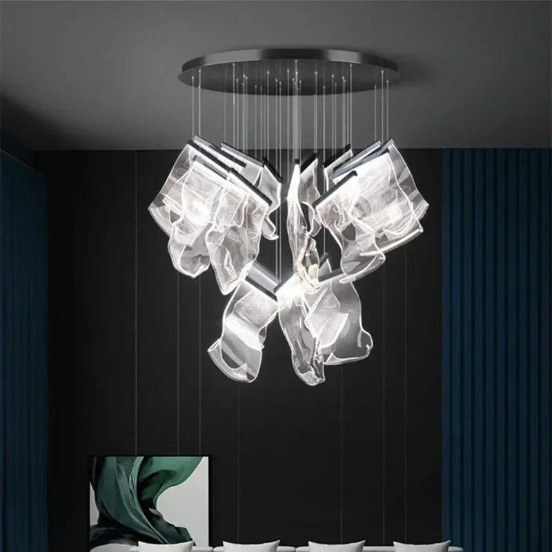 Modern Acrylic Leaf Dimmable LED Chandelier for Luxury Home Decor