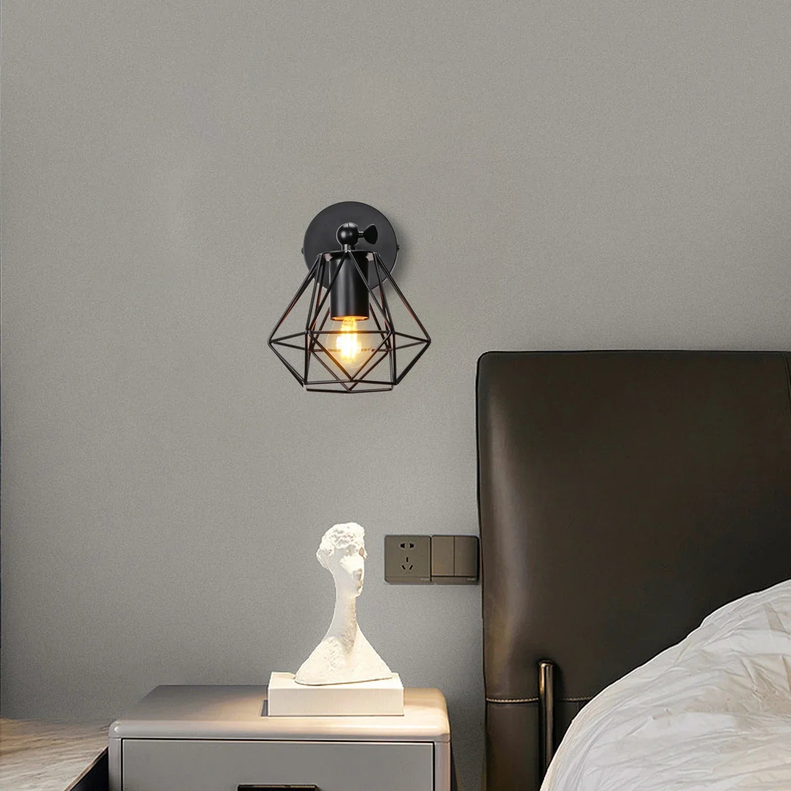 Metal Cage Wall Lights Modern Industrial Lighting for Bedroom and Hallway