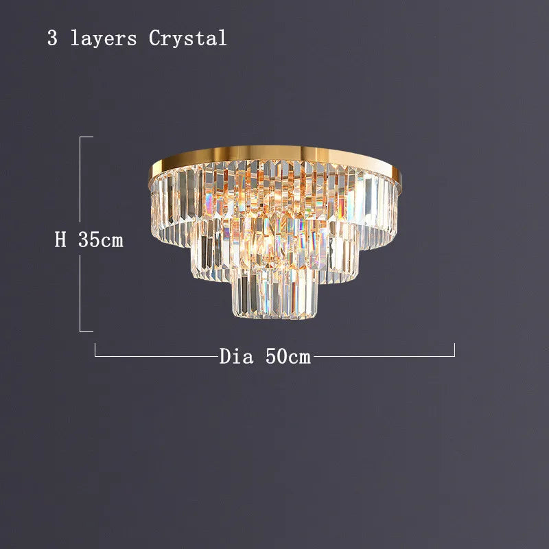 Gold LED Crystal Ceiling Light: Luxury Home Decor Fixture