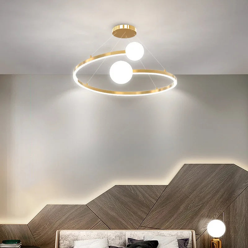 Nordic Ring Chandelier: Bubble LED Pendant Light for Living Room & Bedroom
