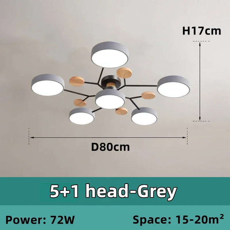 Nordic Wooden Chandelier LED Ceiling Light for Living Room, Bedroom, Kitchen, and Dining Room