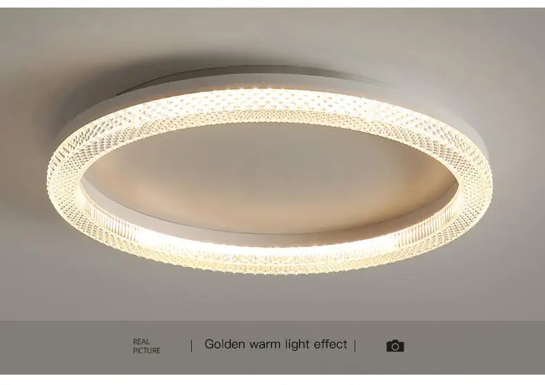 Modern Luxury Gold Ceiling Lamp: Circular Ring LED Light for Bedroom, Dining, Kitchen