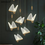 Butterfly Chandelier Lighting by Afralia™: Modern LED Fixtures for Living, Staircase, Bedroom.
