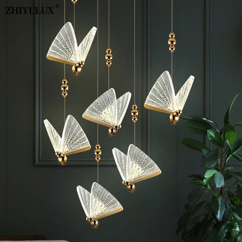 Modern Butterfly Chandelier Lighting for Living Room, Staircase, Bedroom - Indoor LED Lamps