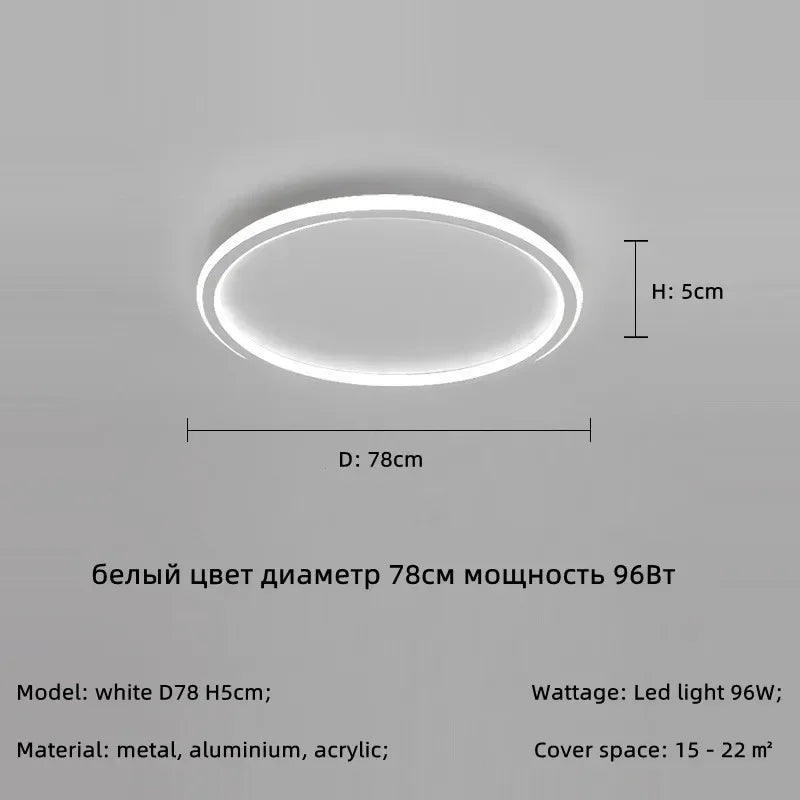 Modern Round LED Ceiling Lights Iron Mounted Dimmable Indoor Lighting