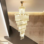 Crystal Spiral Staircase Chandelier for High-end Sales Office Hall Lighting