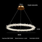 Crystal Flower LED Chandelier Round Ring Pendant for Dining Living Room Lighting