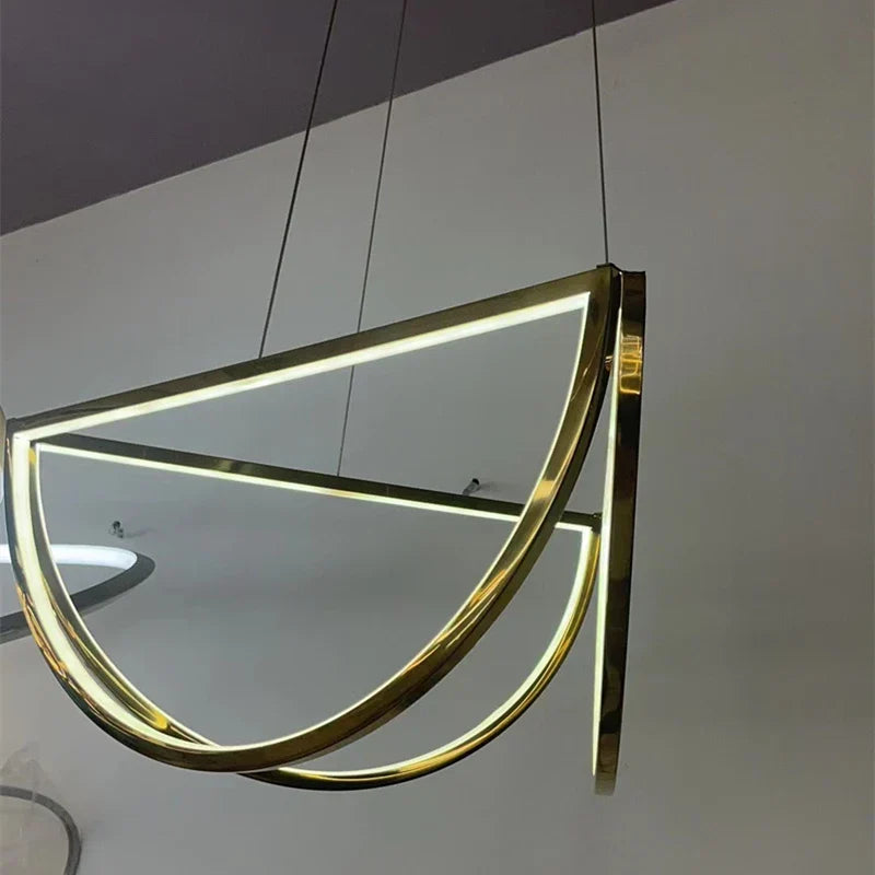 Stainless Steel LED Chandelier, Elegant Half Circle Pendant Lamp for Home and Hotel
