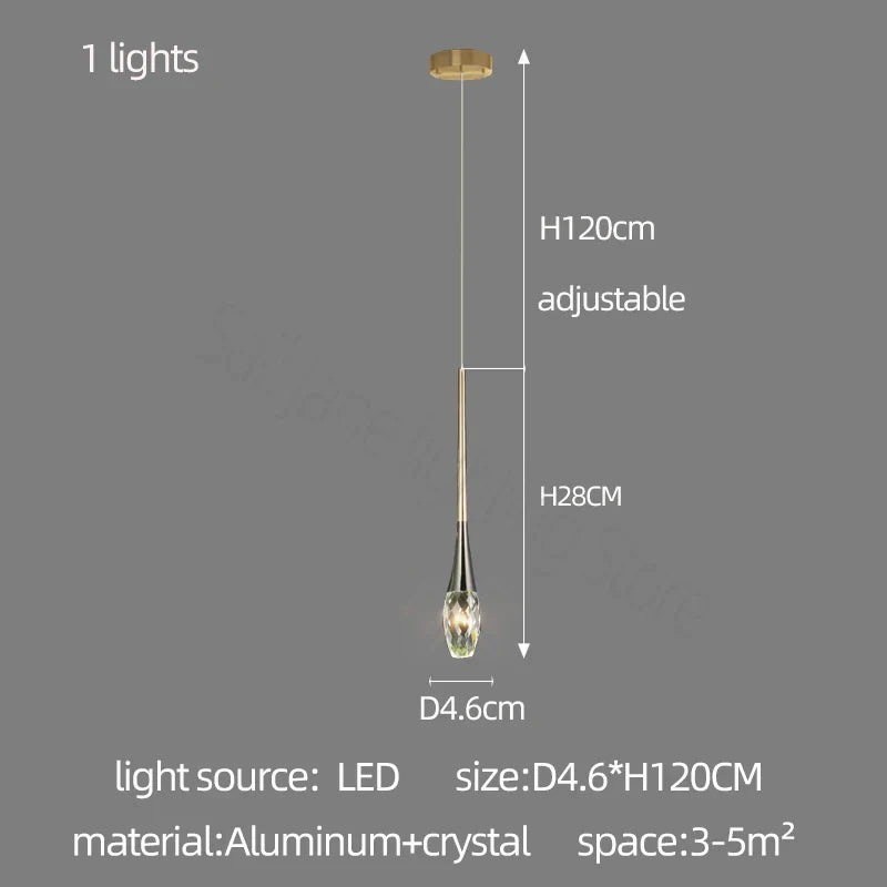 Modern Crystal Long Chandelier for Sales Department, Living Room & Restaurant