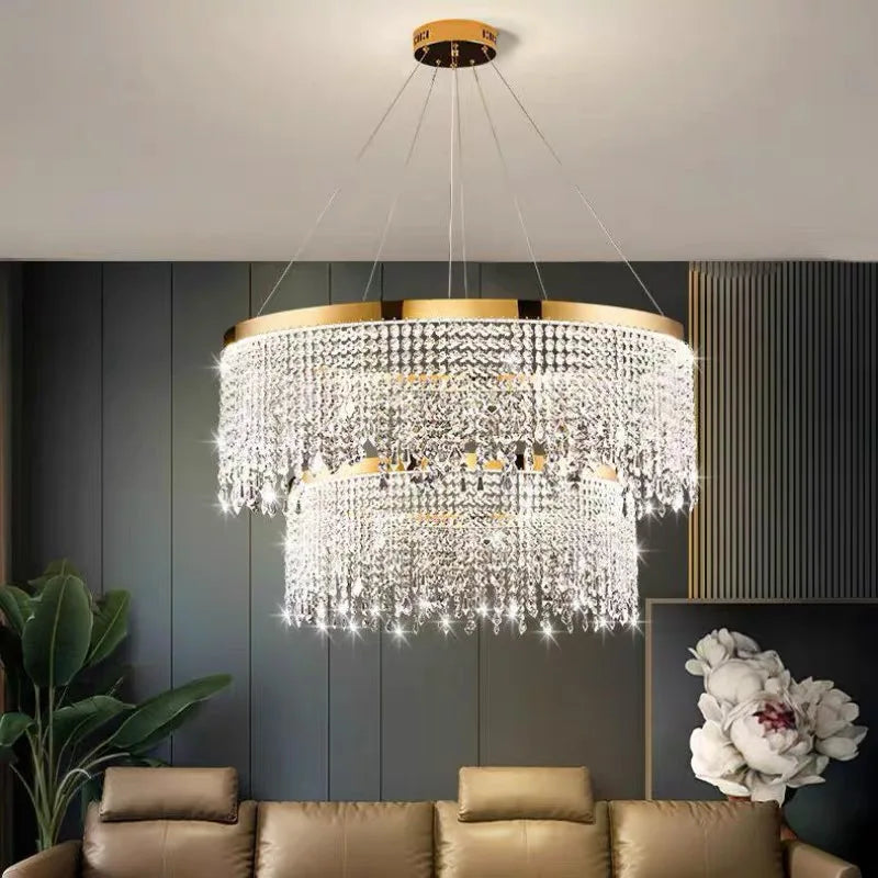 Crystal Chandelier Pendant Light LED Fixture for Living Dining Room Glamorous Home Decor