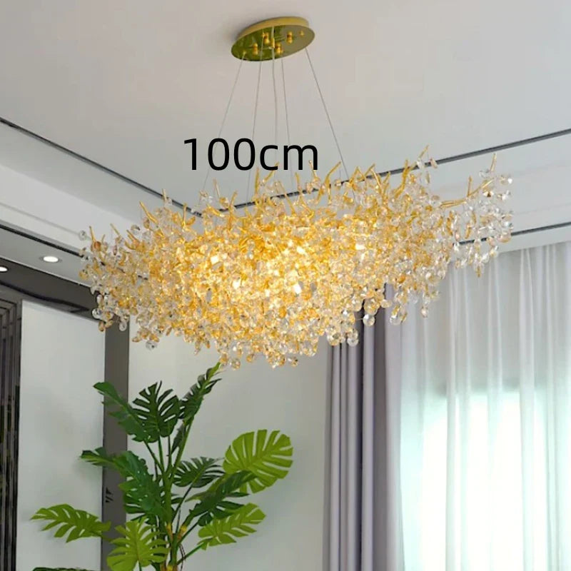 Sun Crystal Chandelier for Elegant Living Room & Lobby Lighting