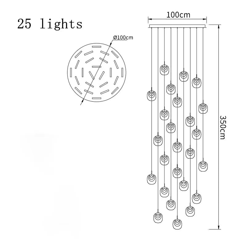 Luxury LED Crystal Chandelier for Staircase, Creative Living Room Lighting