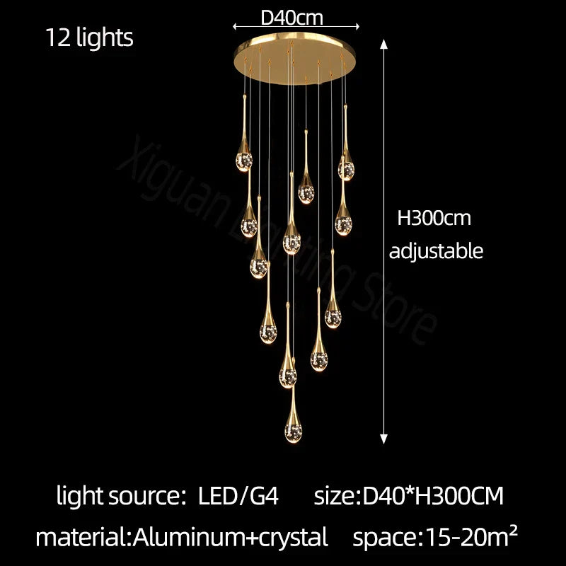 Crystal Bubble Chandelier for Living, Dining, Bedroom - Modern Stairwell Design