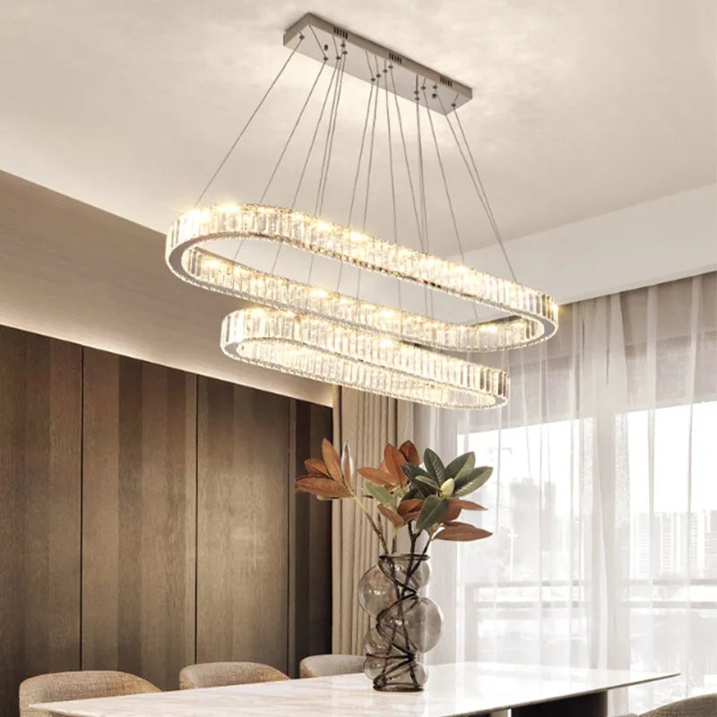 Luxury Oval Crystal Chandelier Pendant Light Suspend Lamp