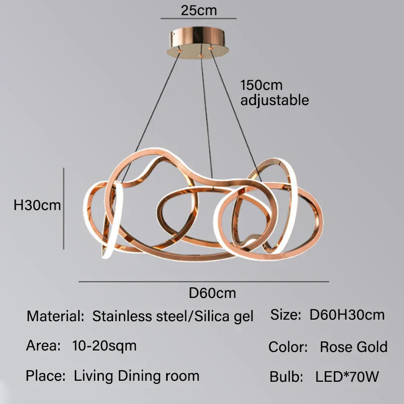 Luxury Steel Pendant Chandelier Dimmable LED Luminarias