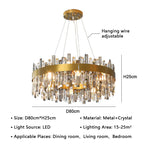 Crystal LED Pendant Light Chandelier for Living Dining Bedroom Luxe Decor