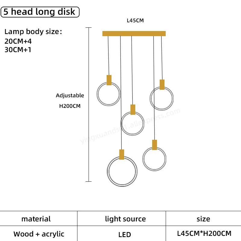 Wooden LED Chandelier for Living Room Ceiling Modern Lighting Fixtures