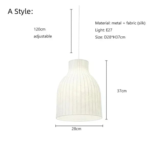Japanese Nordic Design LED Silk Pendant Lights for Living Room and Restaurant