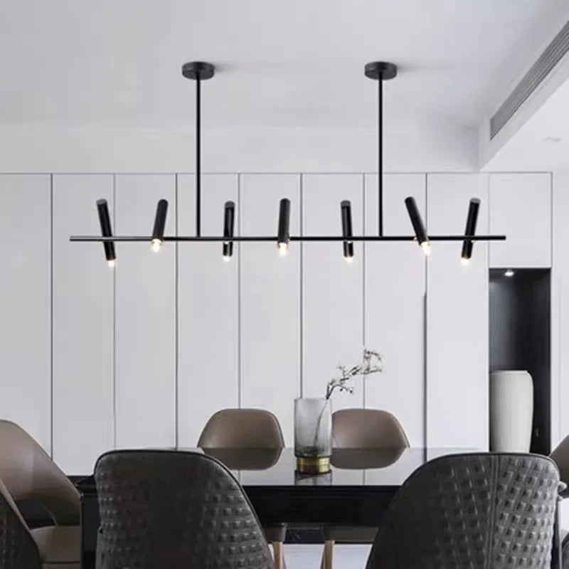 Modern Black LED Chandelier for Dining & Living Room Lighting