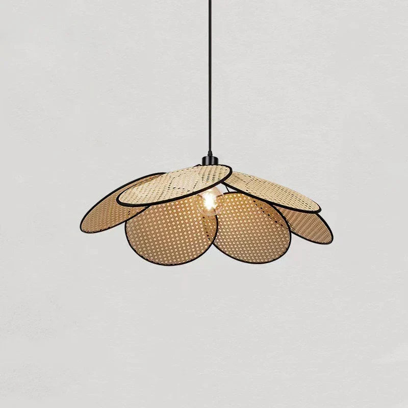 Petal Rattan Pendant Lamp: Stylish Lighting for Kitchen, Living Room & Tea House