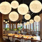 Nordic Moon Round LED Chandelier: Modern Living Room Dining Pendant Light for Bedroom Atmosphere
