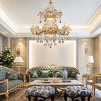 European Crystal Chandelier | Luxe Villa Hall Lighting | Zinc Alloy Middle Floor Lamp