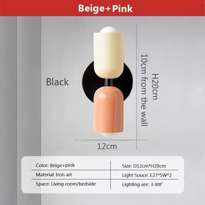 Nordic LED Colorful Wall Lights Modern Bedroom Living Room Background Wall Lamp