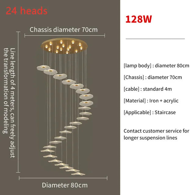Lotus Leaf LED Pendant Chandelier for Staircase & Living Room Beauty