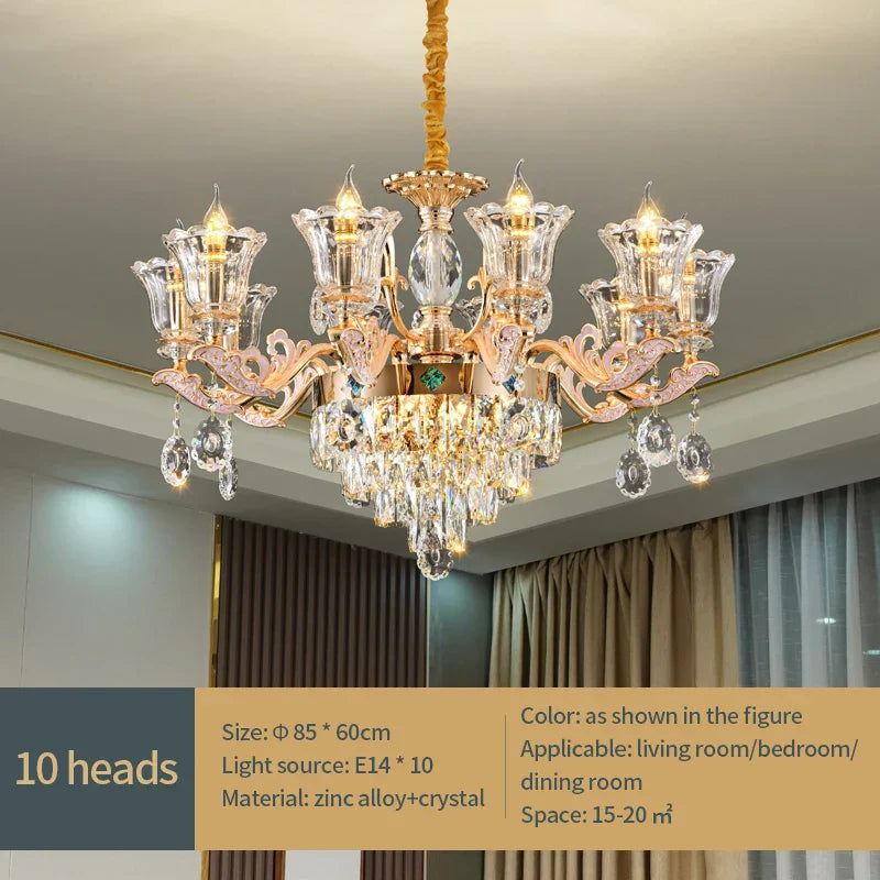Luxury European Crystal Chandelier Living Room Lamp
