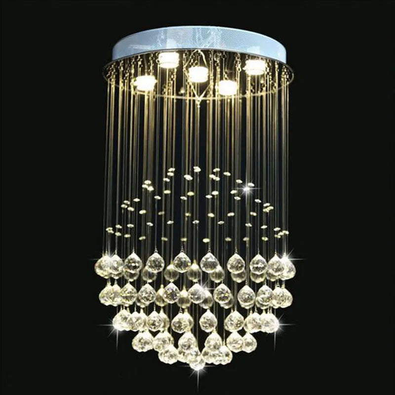 LED Crystal Chandelier Spheric Light Fixture for Living Room & Hotel Hall
