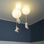 Nordic White Bear Kid Ceiling Lamp: Children's Room Decoration LED Pendant Light.