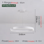 Round Ring LED Chandelier for Dining Room Bedroom Living Room Modern Nordic Decor