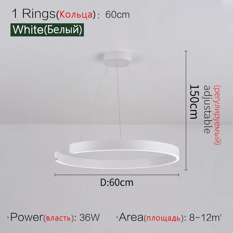 Round Ring LED Chandelier for Dining Room Bedroom Living Room Modern Nordic Decor
