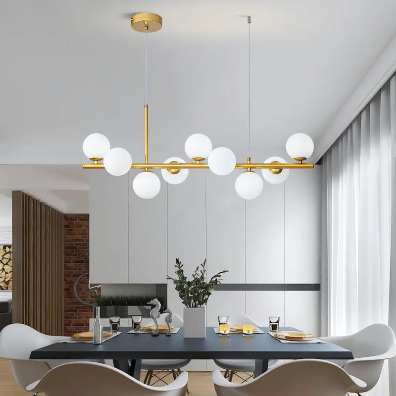 Nordic Glass Chandelier LED Ceiling Light for Creative Living Room and Dining Table by Afralia™