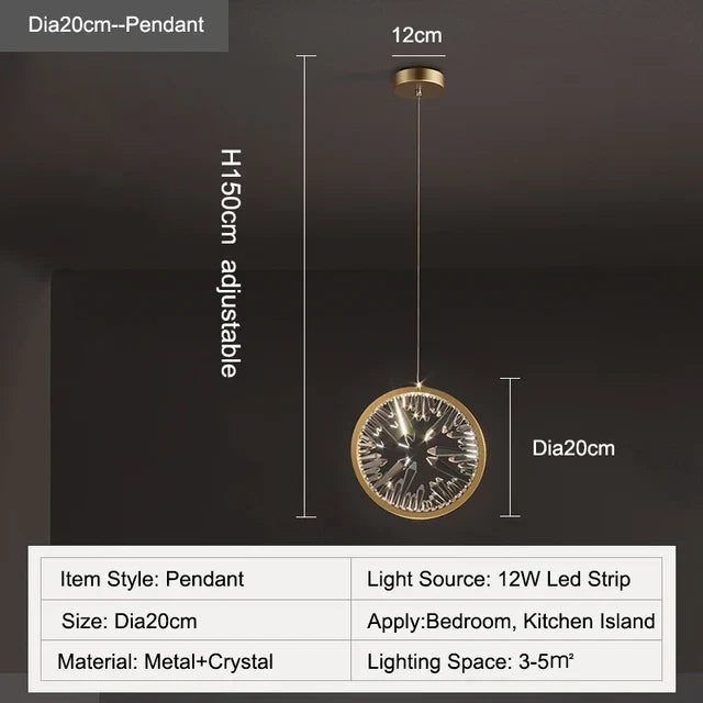 Crystal Ring LED Chandelier for Restaurant Dining Room Coffee Shop