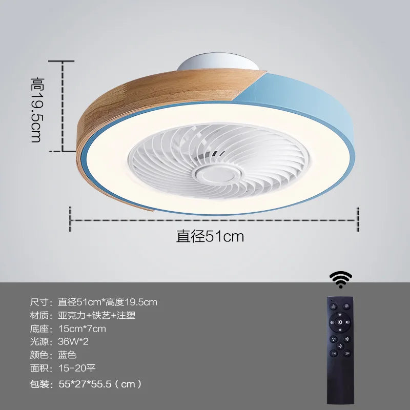 Wooden Ceiling Fan Light Remote Control Dimmable 3 Color for Indoor Bedroom