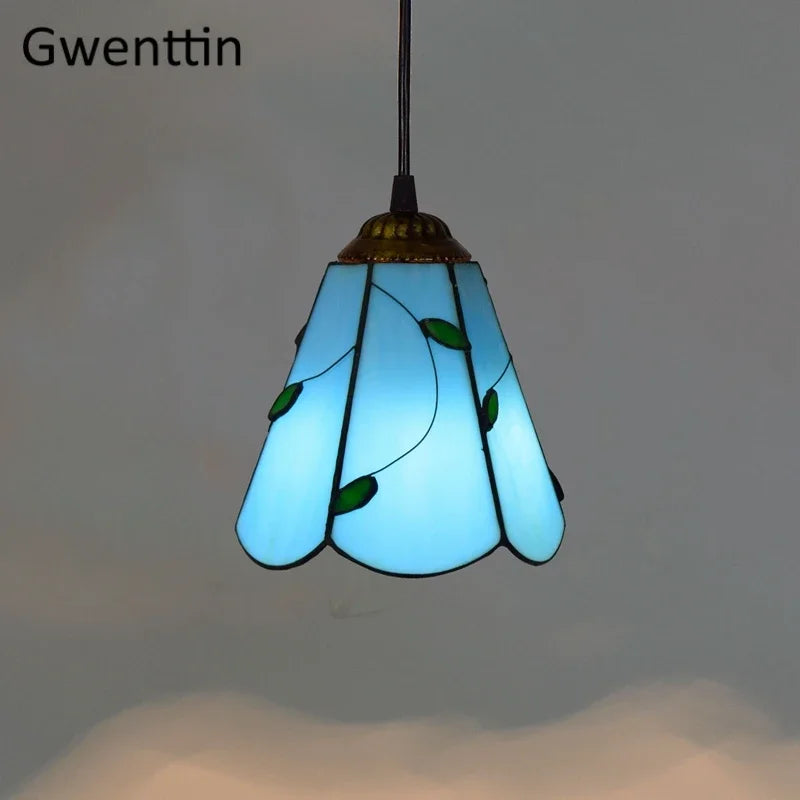 Tiffany Pendant Lights: Stained Glass Hanging Lamp for Mediterranean Loft Home Decor