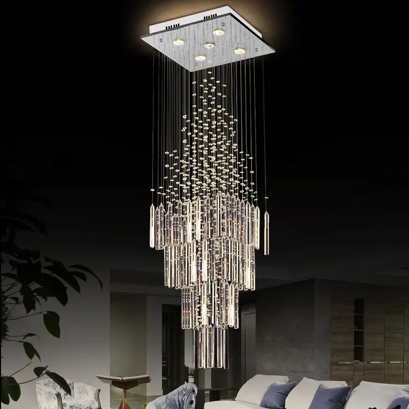 Crystal Ceiling Chandelier Modern Living Room Lighting Fixture Loft Staircase Lustre