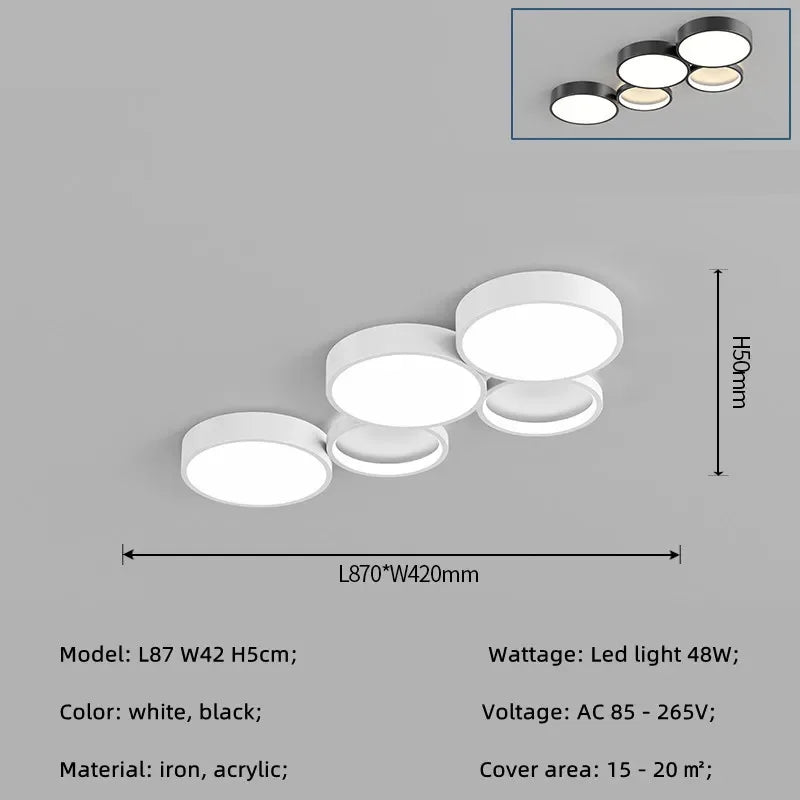 Modern Circles LED Ceiling Light for Living Room Bedroom