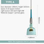 Glass Bedside Pendant Light: Modern Colorful Chandelier for Kitchen Coffee Bedroom