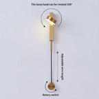 Black Rotating LED Wall Lamp for Bedroom, Stair, Aisle - Modern Indoor Lighting Fixtures