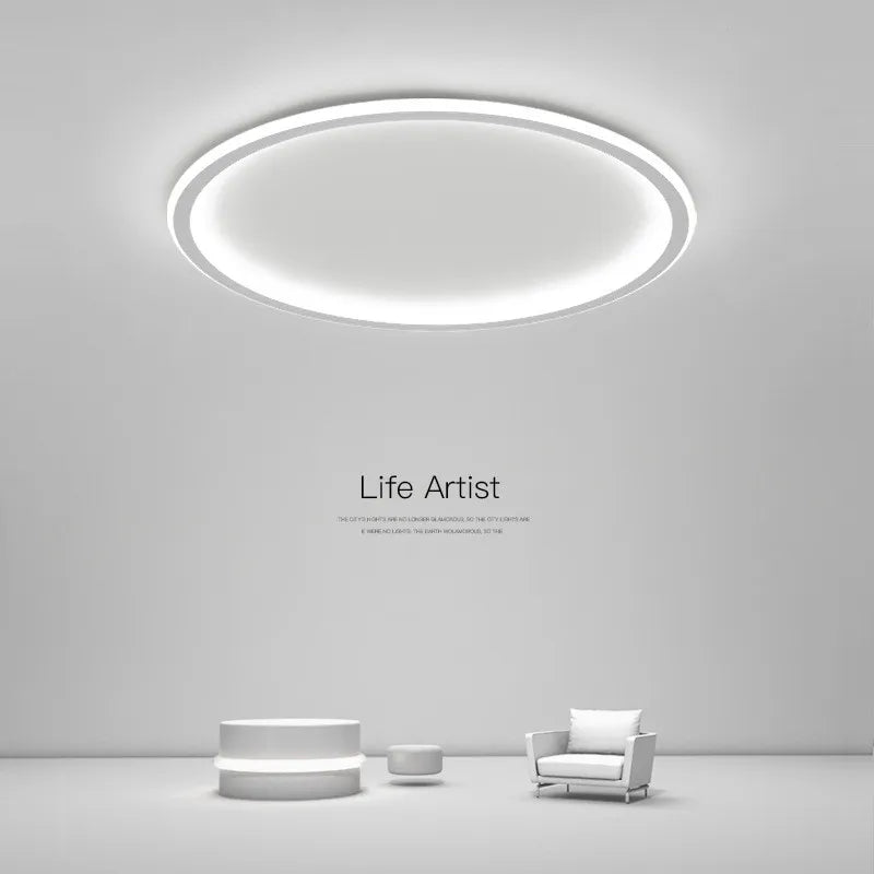 Modern Round Iron LED Ceiling Light for Bedroom, Foyer, and Study