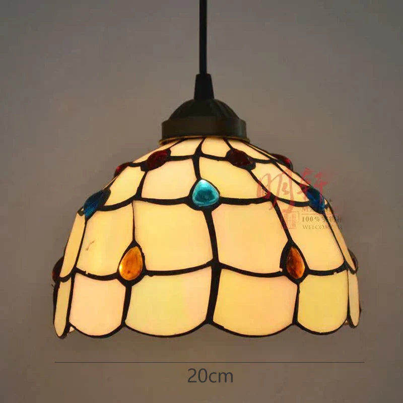 Stained Glass Pteris Pendant Light Chandelier for Dining Room and Bedroom