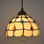 Stained Glass Pteris Pendant Light Chandelier for Dining Room and Bedroom