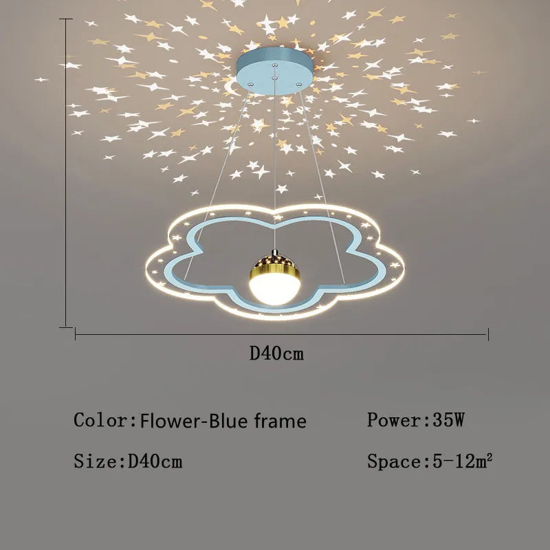 Cloud Flower LED Chandelier: Kid's Bedroom Starry Sky Decorative Lighting Fixture